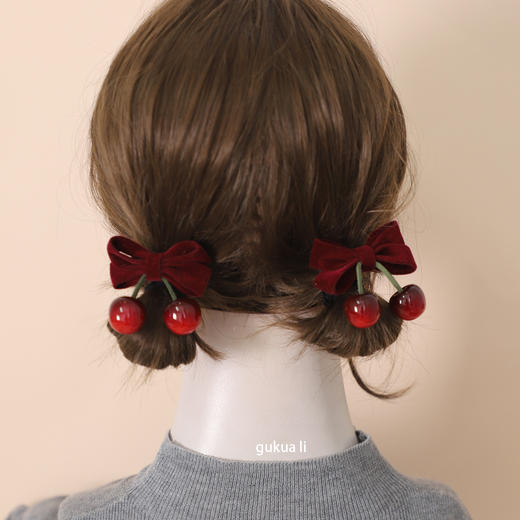 春节不打烊【可爱甜妹必备❗️精致小巧百搭】儿童植绒蝴蝶结樱桃发夹头绳女孩扎发丸子头大肠发圈甜美发卡头饰。jc 商品图1