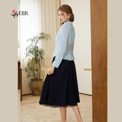 司歌蕾丝收腰长袖衬衫上衣女春秋T921258X 商品图3