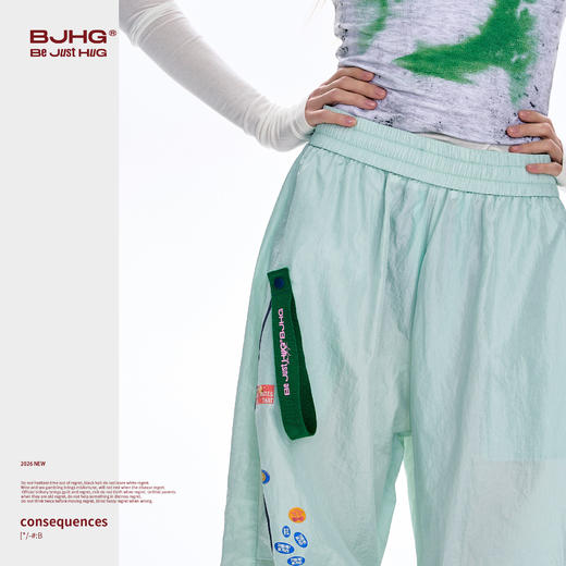 BJHG不计后果休闲裤子男款春夏季挂绳阔腿健身休闲宽松运动长裤女 商品图2