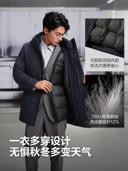 波司登2025新款羽绒服男士商务休闲连帽保暖品质鹅绒内胆可脱卸 商品图1