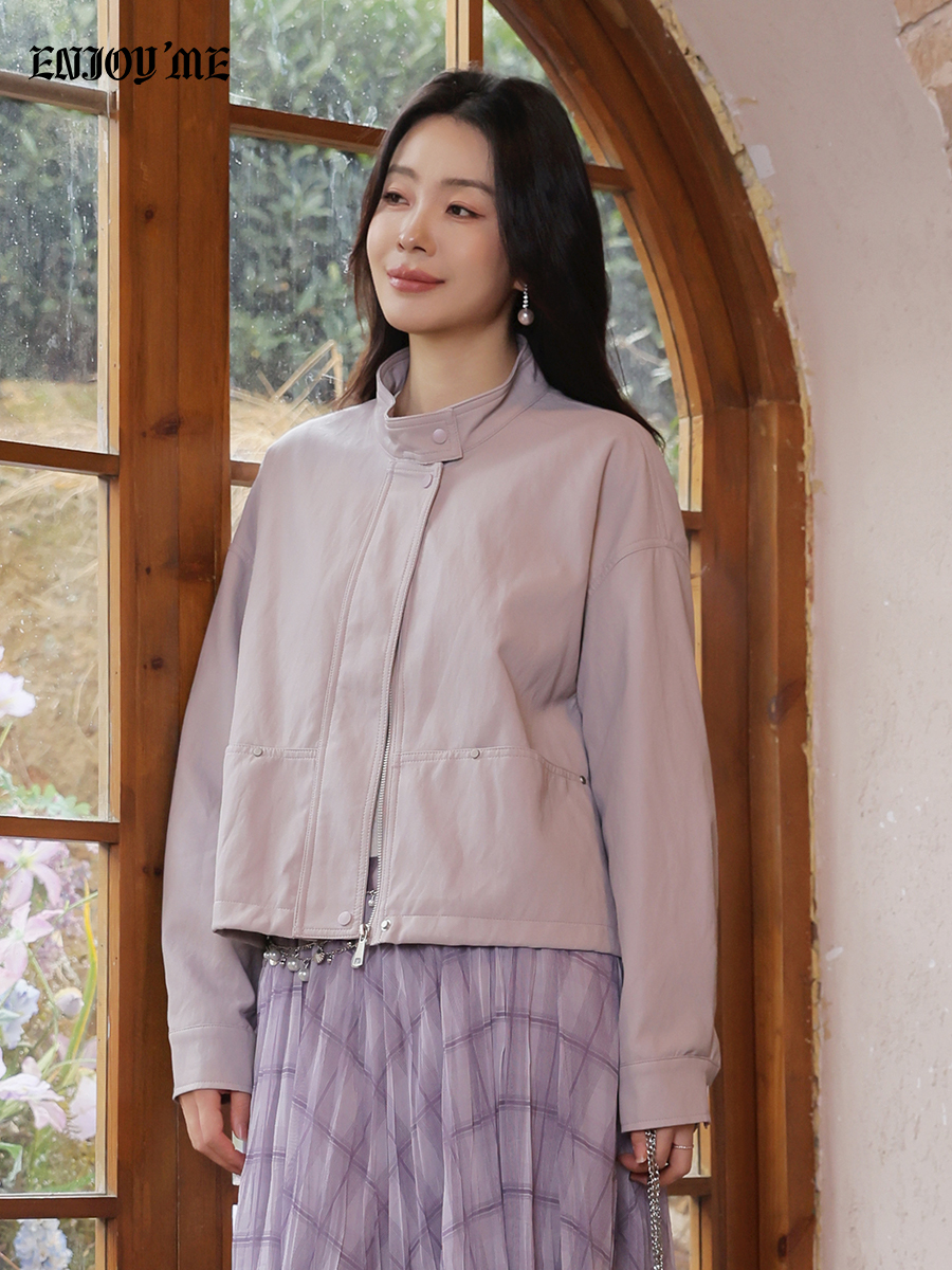【门店同款】ENJOY春季“柔权主义”立领抽绳皮衣 169193151