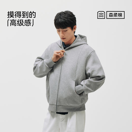 森柔|商场同款森马夹克男春季连帽针织开衫2026新款纯色情侣外套 商品图4