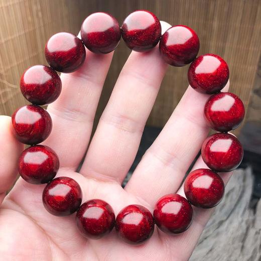 【青山特惠】1.5*15颗5星180度鱼鳞半满金星 小叶紫檀手串 t31 商品图0