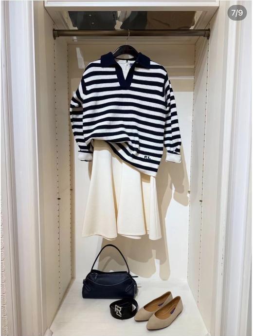 一店k R.L26早春紫标系列！贵里贵气的！秀款！条纹爱好者的极简穿搭！海魂风V领条纹针织衫！ 商品图8
