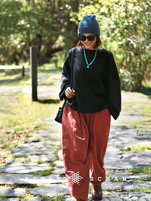 Petit Schan小闪 CLO#1034 Red lantern 大红灯笼 羊毛棉圈纱手工染色打坐裤萝卜裤 商品图2