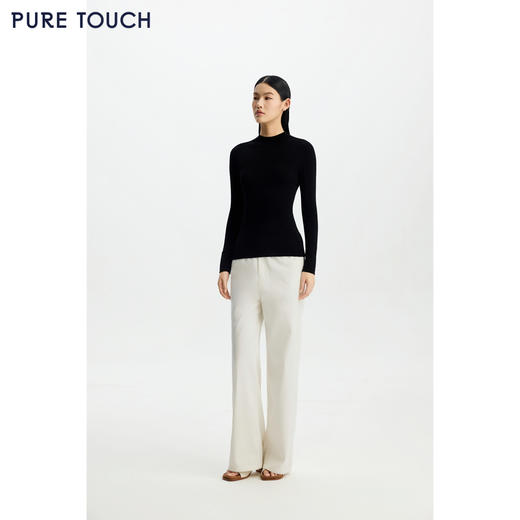 PURE TOUCH女装26春夏新款半高圆领打底衫羊毛弹力修身内搭针织衫 商品图3