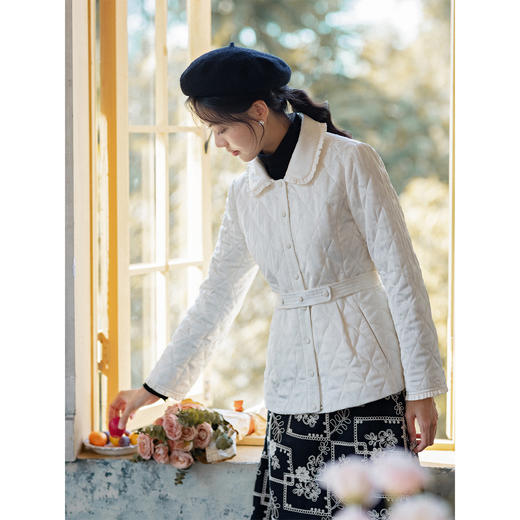 红念米白色棉服女短款小个子设计感2025冬季新款气质棉衣外套上衣 商品图2