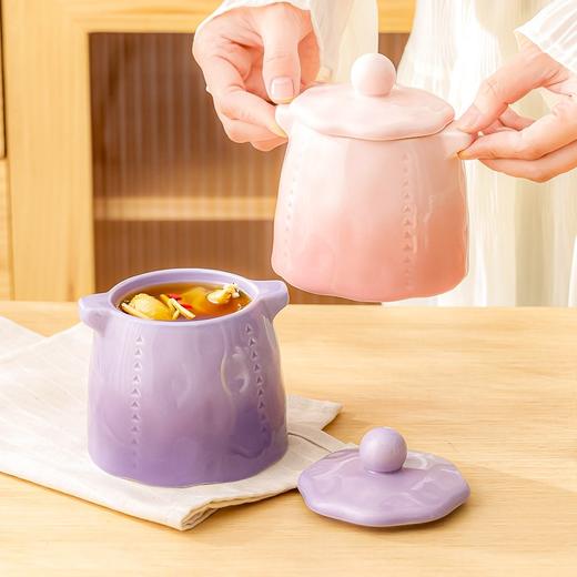 【甜梦双耳炖盅】2026新款创意双盖隔水炖盅家用陶瓷炖汤小瓦罐一人份燕窝盅 商品图1