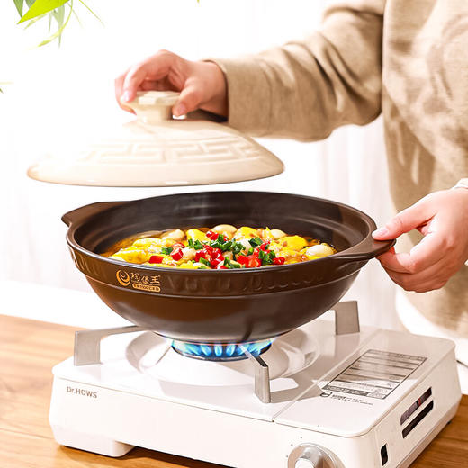 【深巧汉风浅煲】陶煲王砂锅煲家用一人食燃气灶专用陶瓷浅口煲仔饭沙锅耐高温干烧不裂 商品图6