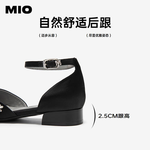 【上新】MIO米奥女鞋钻花2026夏季新款尖头一字扣单鞋低粗跟婚鞋时装凉鞋M262260104 商品图4