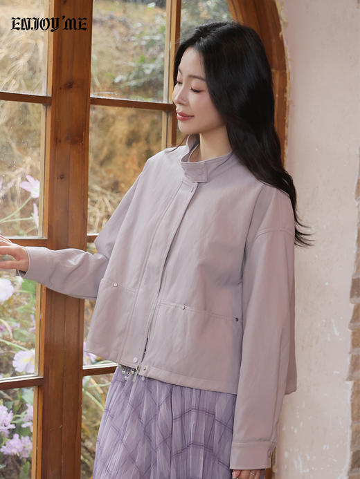 【门店同款】ENJOY春季“柔权主义”立领抽绳皮衣 169193151 商品图9