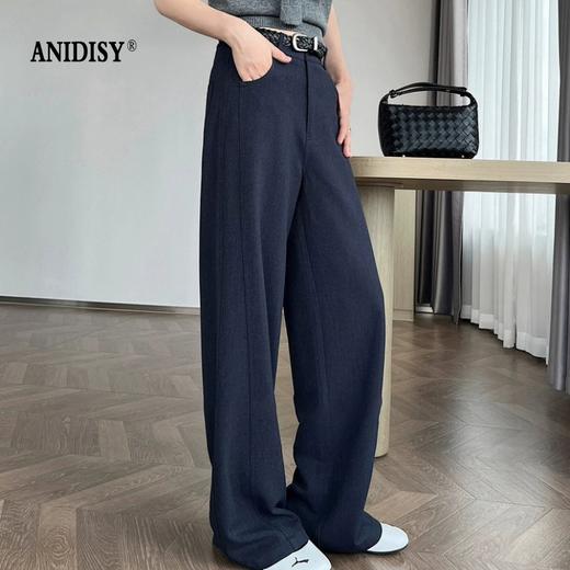 2026春装时尚高腰拉链垂感窄版直筒阔腿裤 商品图2