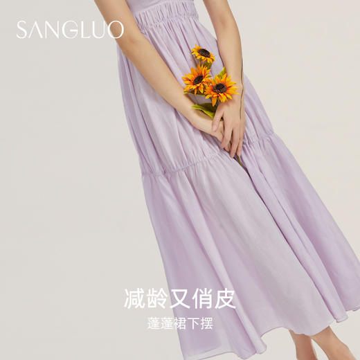 桑罗桑蚕丝丝棉吊带睡裙性感美背柔软蓬松显白外穿度假出片连衣裙 商品图7