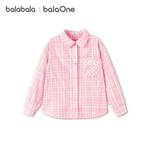 【balaOne】巴拉巴拉童装儿童长袖衬衫女童2026新款春装格子时尚 商品图4