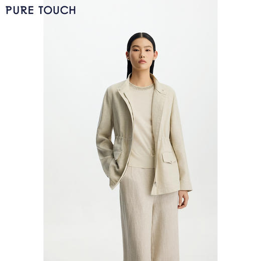 商场同款PURE TOUCH女装26春夏新款亚麻混纺短外套H型可收腰夹克 商品图0