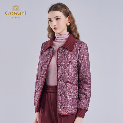 乔万尼撞色翻领精致感绗缝工艺短款棉服外套ED4K775 商品图2