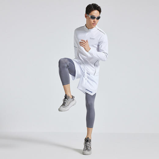 OMG运动 设计感立领半拉链健身服男士春秋季反光长袖t恤跑步 商品图4