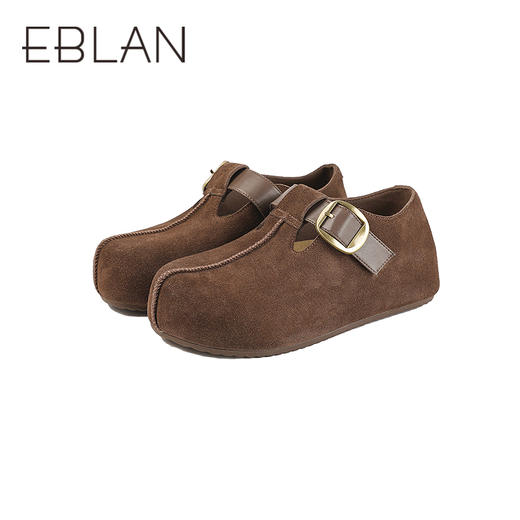 【上新】伊伴2026春季经典美拉德棕色绒面内增高勃肯鞋B26179628 商品图3