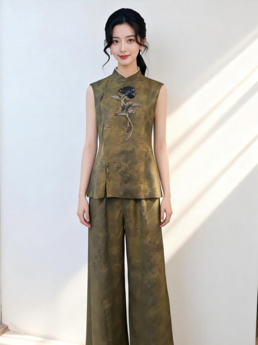 SC1AL05_枣核色_裤子_春秋_新中式提花肌理感高腰阔腿_高级女装_BERNIEELEN 伯妮斯茵 商品图4