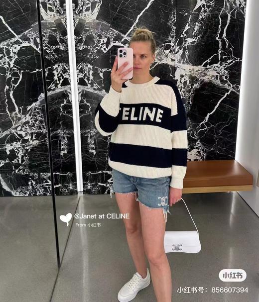 .清仓CELINE/赛琳 24秋冬新款明星同款字母提花条纹圆领毛衣、男女同款！！！条纹毛衣 商品图2