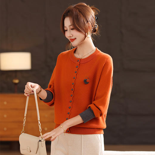 【新款妈妈春装】洋气针织开衫 中年女装 春秋时尚毛衣外套 气质小衫毛衣 妇女节 商品图3