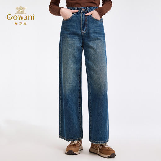 乔万尼宽松做旧水洗感休闲百搭款牛仔裤EZ3F179 商品图2