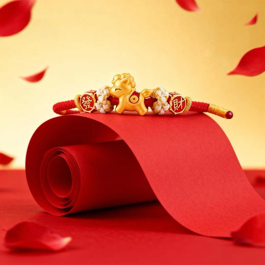 六鑫珠宝 2026国潮暴富發财赚赚马手工编绳手串 商品图1