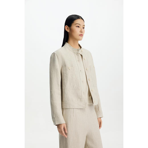 商场同款PURE TOUCH女装26春夏亚麻短外套立领工装夹克直筒上衣 商品图9