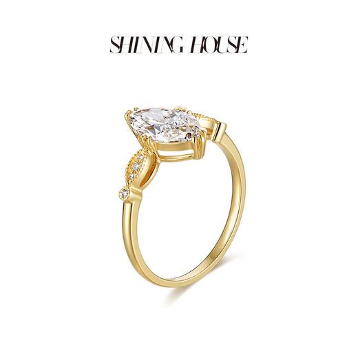 ShiningHouse[培育] 18k金钻石戒指 橄榄形1.5克拉钻人工真钻人造钻石K金戒指时尚钻石戒指悦己送礼臻选【此商品不支持7天无理由退货退款】预计3日发货 商品图2