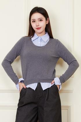 LNNNS 减龄假两件条纹针织上衣 22236