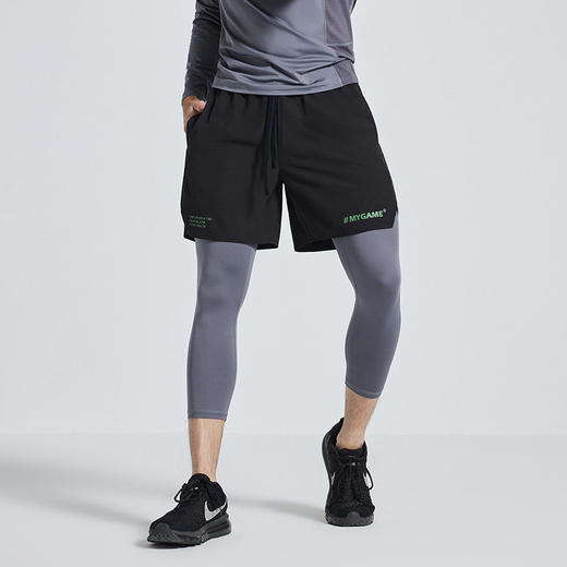 OMG运动 白色紧身裤男内搭打底裤压缩高弹力训练裤子健身裤九分 商品图3