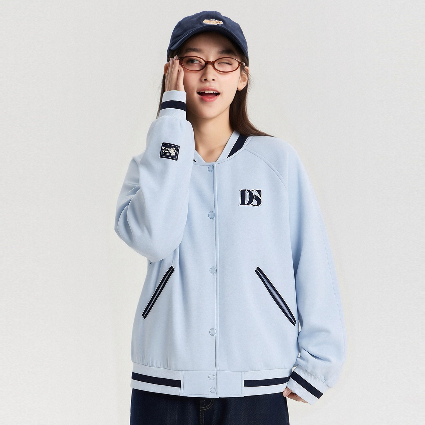 笛莎Deesha 【质感学院系列】笛莎2026年春季新款青少年短款外套学院撞色棒球服