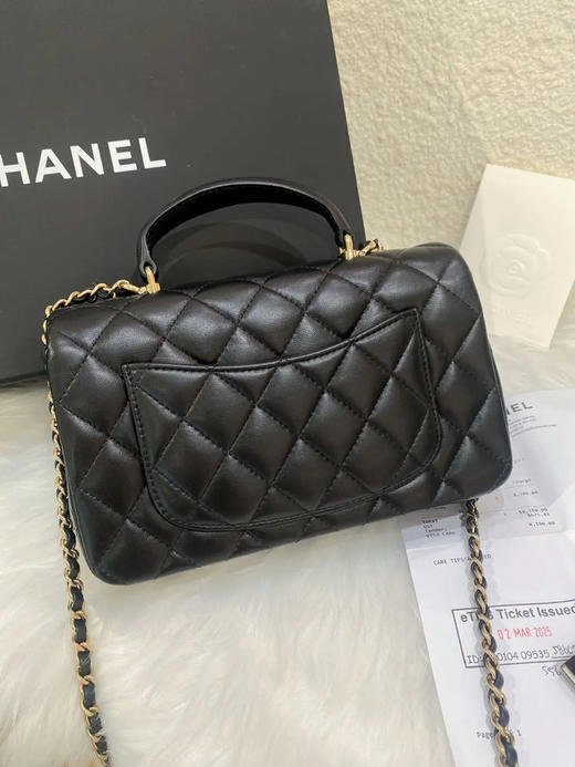 Chanel 24A CF 大mini 羊皮 黑金 手提款 斜挎包 商品图1