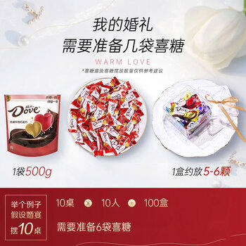 德芙 牛奶巧克力 袋装500g 单颗4.5g 年糖 婚庆喜糖 伴手礼 零食 糖果 商品图0