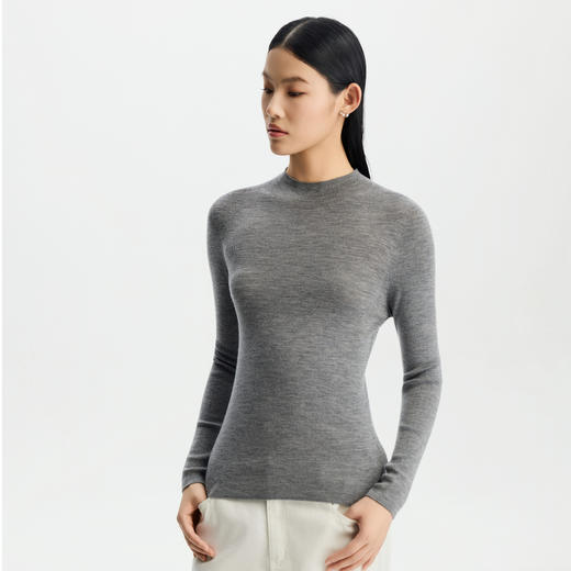 PURE TOUCH女装26春夏新款半高圆领打底衫羊毛弹力修身内搭针织衫 商品图8