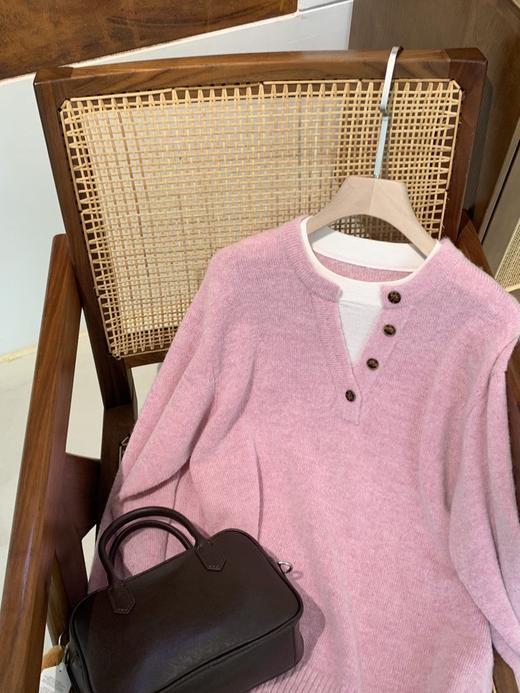 【高品质私服】【MC假两件粉色毛衣】宽松落肩版型，温柔显气质，假两件设计增加层次感G1657-CC【无标出货 介意慎拍】 商品图12