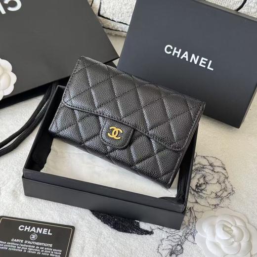 香奈儿  三折钱包  进口鱼子酱球纹牛皮（LZ） 商品图0