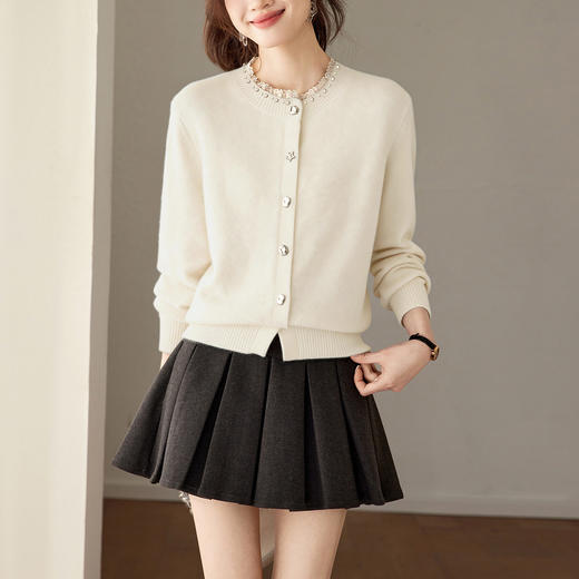 「自」全新升级【铂金会员192/天猫259/差价67】(74051)洛诗琳韩系蕾丝拼接针织上衣2026春季新款减龄显瘦针织开衫女 商品图2