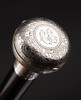 独角鹿西洋古董1880年代瑞士出品花卉卷叶主题纯银精雕外壳机芯装置怀表杖柄装饰乌木色硬木杖身牛角杖脚古董手杖 商品缩略图7