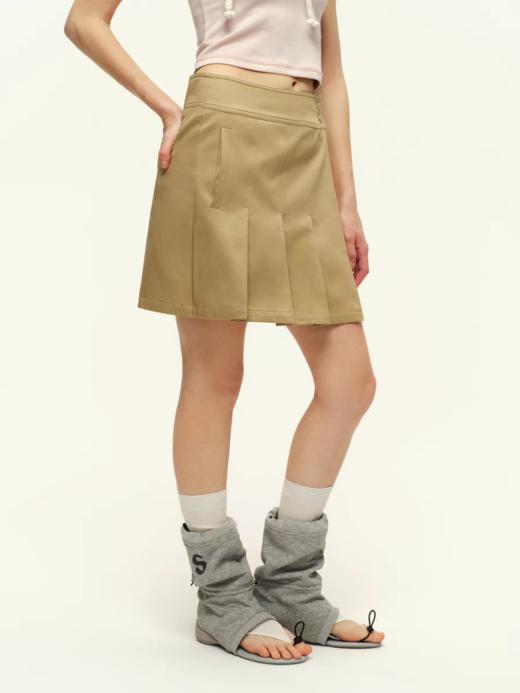 出逃赤岗西/C26SSQ111/侧开拉链假两件挺括百褶短裙 商品图3