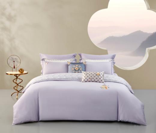 【床品专区】梦洁MENDALE 长绒棉印花刺绣四件套：岁岁朝朝 商品图0