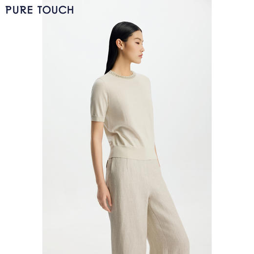 商场同款PURE TOUCH女装26春夏新款短袖针织衫羊毛混纺轻薄半袖T 商品图4