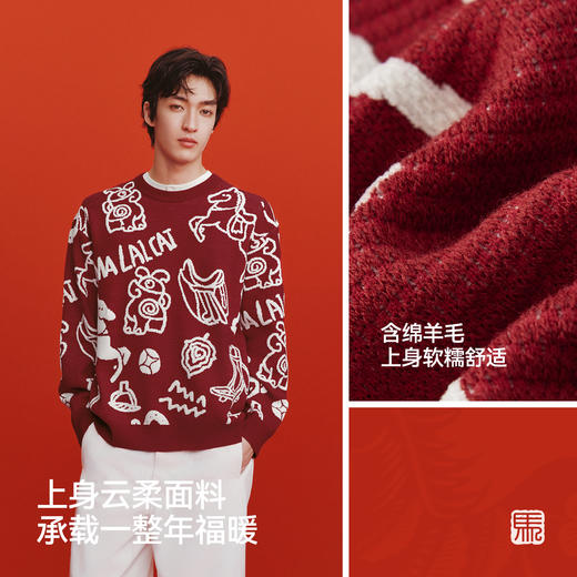 森柔|商场同款森马国博衍艺联名系列毛衫男春季提花毛衣2026新款 商品图3