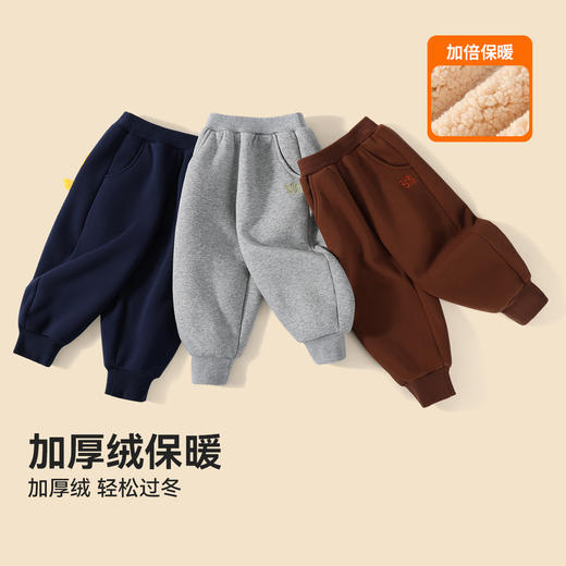 【加绒】【80-130】【可可鸭】儿童冬款保暖加绒卫裤 商品图0