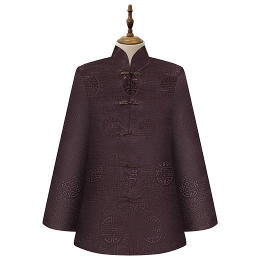 男寿衣高档丝绸寿服"万寿团"藏青色咖啡色酒红色寿衣 商品图2