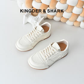 经典鲨2026春专柜新品牛皮革透气系带平底休闲小白鞋板鞋女KW182-617011