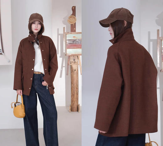 【高品质私服】【IC双面双色羊毛混纺提花中长大衣】富有肌理层次 手感特殊G1112-CC【无标出货 介意慎拍】 商品图7