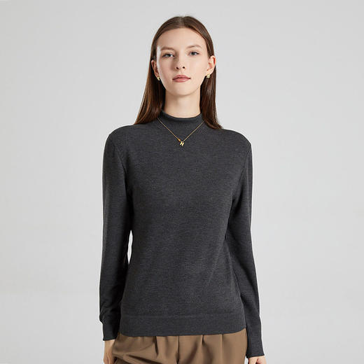 「自」全新升级【铂金会员146/天猫189/差价43】(83329)洛诗琳气质半高领毛衣2025秋冬套头修身纯色百搭打底衫 商品图1