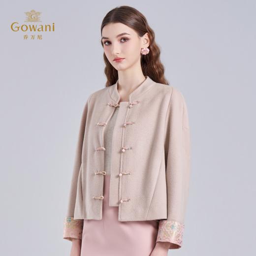 乔万尼新品新中式东方美学盘扣羊毛驼绒混纺短款大衣ED4B756 商品图1