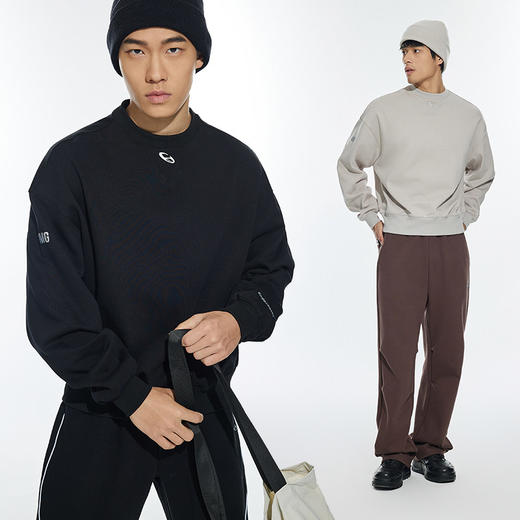 OMG运动 【挺阔不起球】圆领印花卫衣春秋季长袖外套上衣套头衫 商品图2